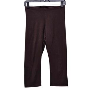 Maggies Organics Brown Organic Cotton Spandex Cropped‎ Leggings Pants Size L